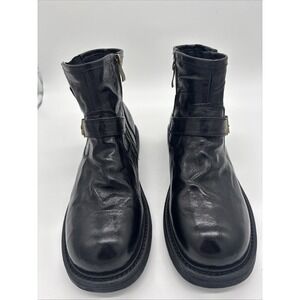 Women's Black  Patent Leather Moto Style  Short Boots‎ Size 7.5 EUC